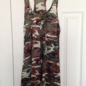 Sheer camo tank top, size M